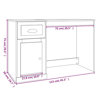 Scrivania Cassetto Grigio Cemento 115x50x75cm Legno Multistrato | homemem39