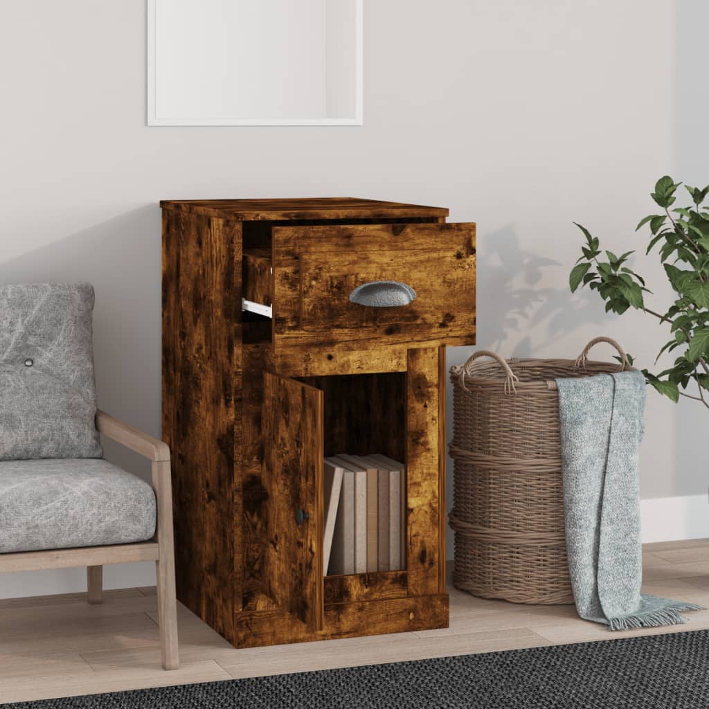 Mobiletto con Cassetto Rovere Fumo 40x50x75cm Legno Multistrato | homemem39