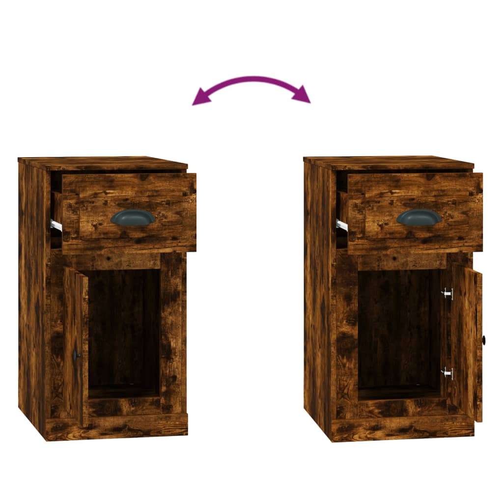 Mobiletto con Cassetto Rovere Fumo 40x50x75cm Legno Multistrato | homemem39