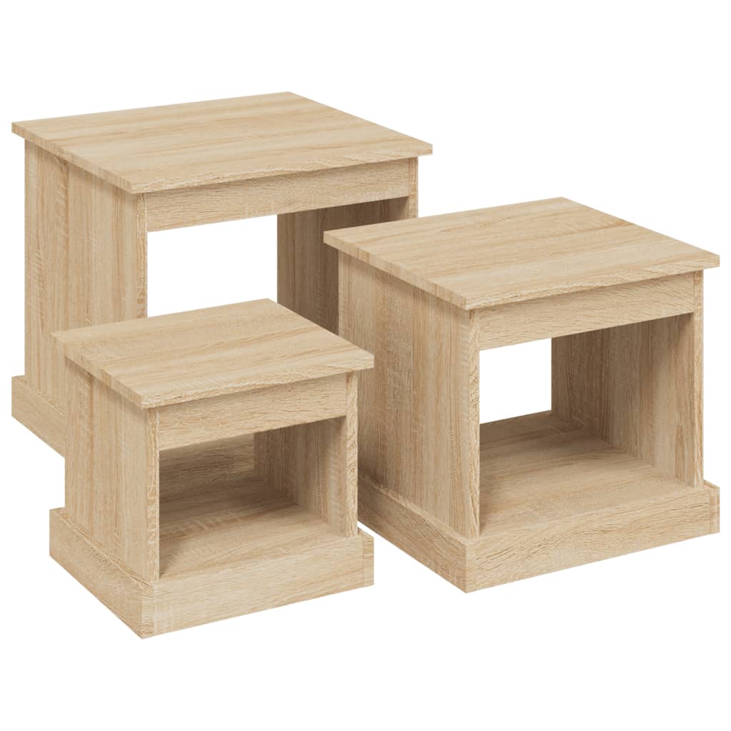 Tavolini da Salotto 3 pz Rovere Sonoma in Legno Multistrato | homemem39
