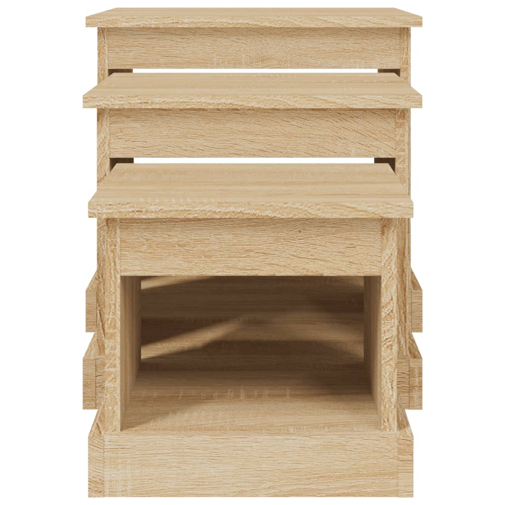 Tavolini da Salotto 3 pz Rovere Sonoma in Legno Multistrato | homemem39