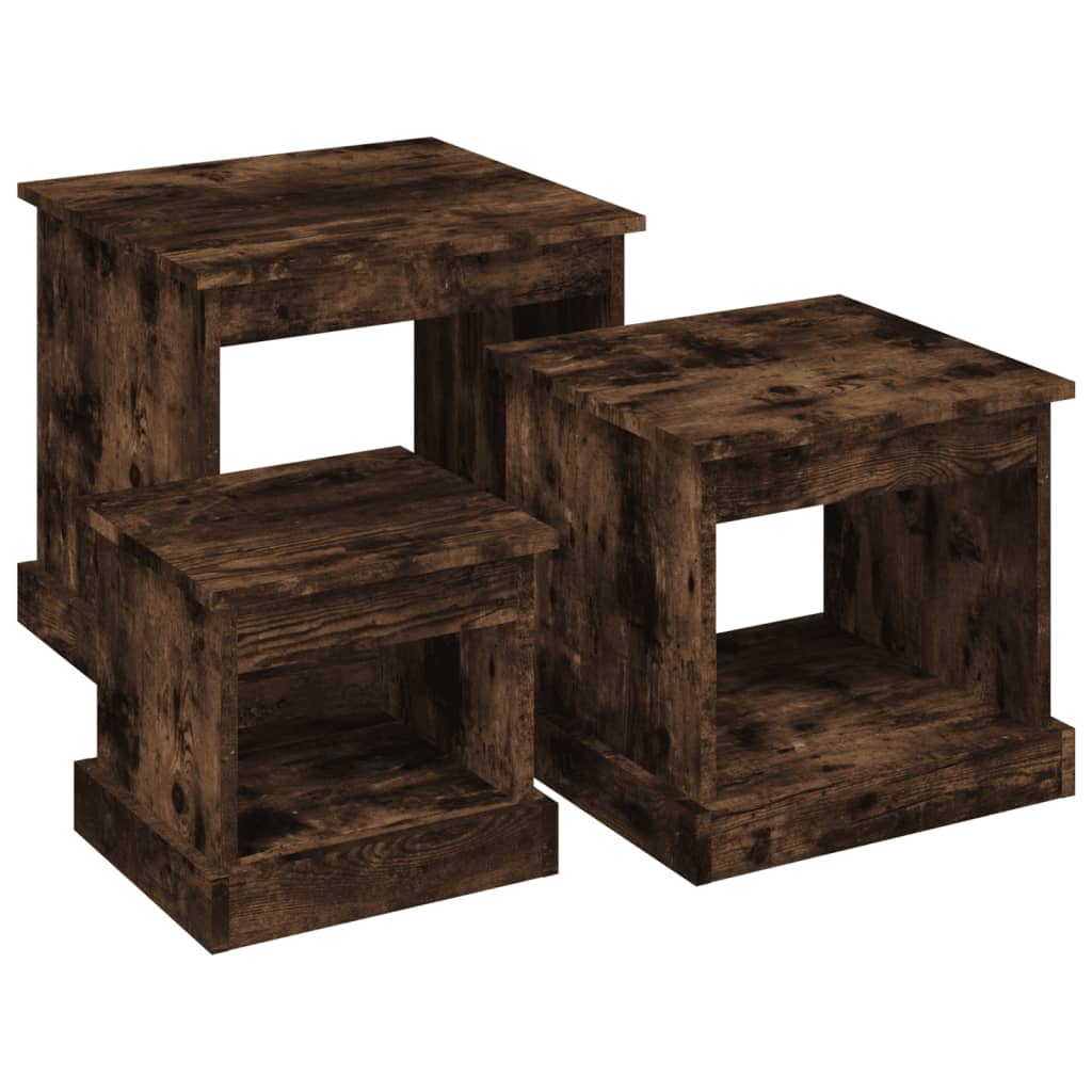 Tavolini da Salotto 3 pz Rovere Fumo in Legno Multistrato | homemem39