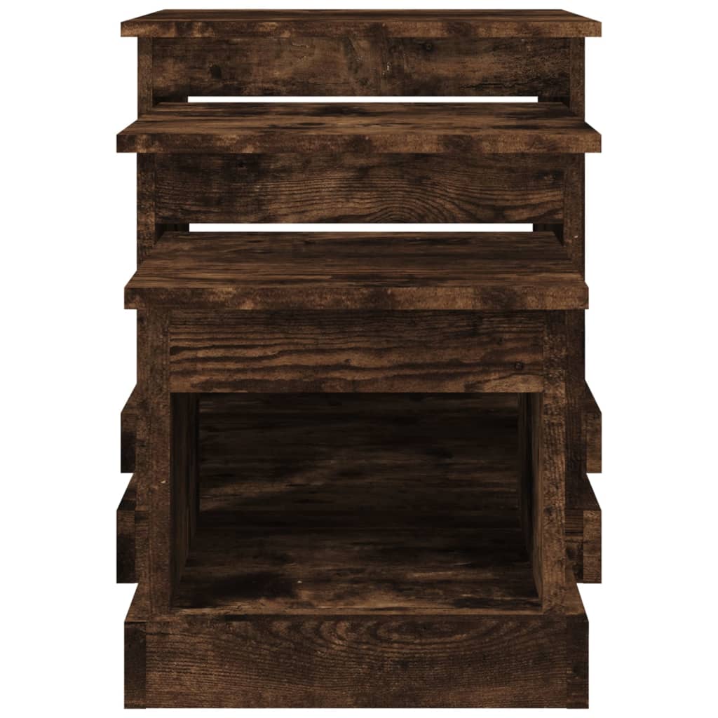 Tavolini da Salotto 3 pz Rovere Fumo in Legno Multistrato | homemem39