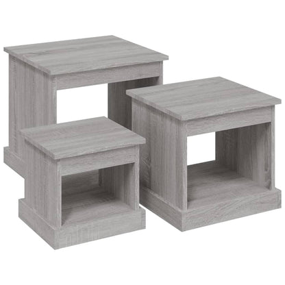 Tavolini da Salotto 3 pz Grigio Sonoma in Legno Multistrato | homemem39