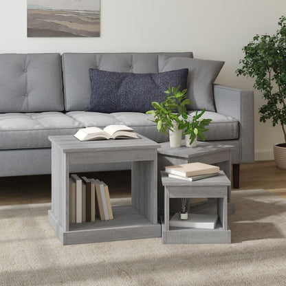 Tavolini da Salotto 3 pz Grigio Sonoma in Legno Multistrato | homemem39