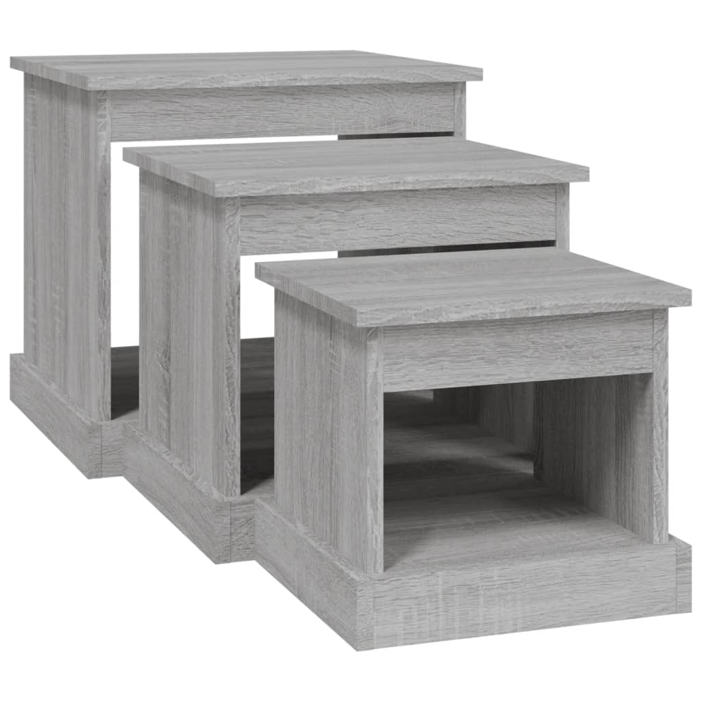 Tavolini da Salotto 3 pz Grigio Sonoma in Legno Multistrato | homemem39