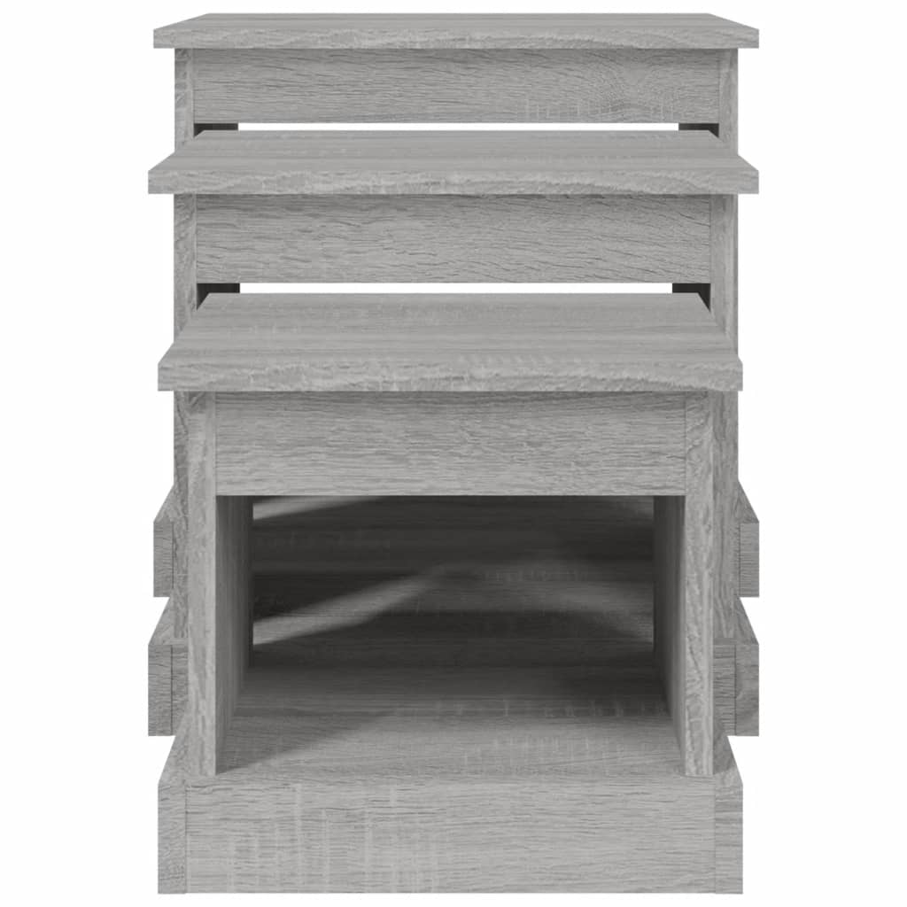 Tavolini da Salotto 3 pz Grigio Sonoma in Legno Multistrato | homemem39