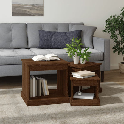 Tavolini da Salotto 3 pz Rovere Marrone in Legno Multistrato | homemem39