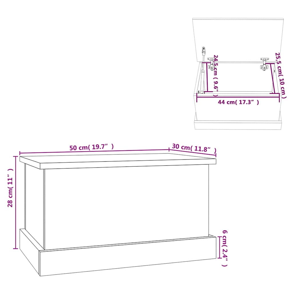 Contenitore Portaoggetti Nero 50x30x28 cm Legno Multistrato | homemem39