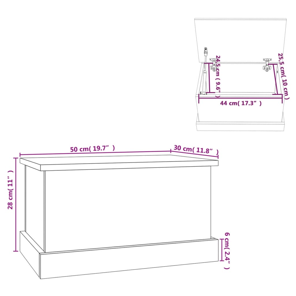 Contenitore Rovere Fumo 50x30x28 cm Legno Multistrato