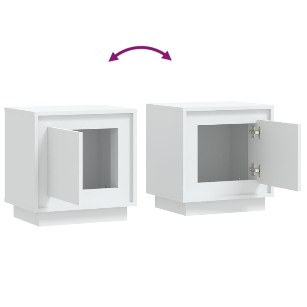 Comodini 2 pz Bianchi 44x35x45 cm in Legno Multistrato - homemem39