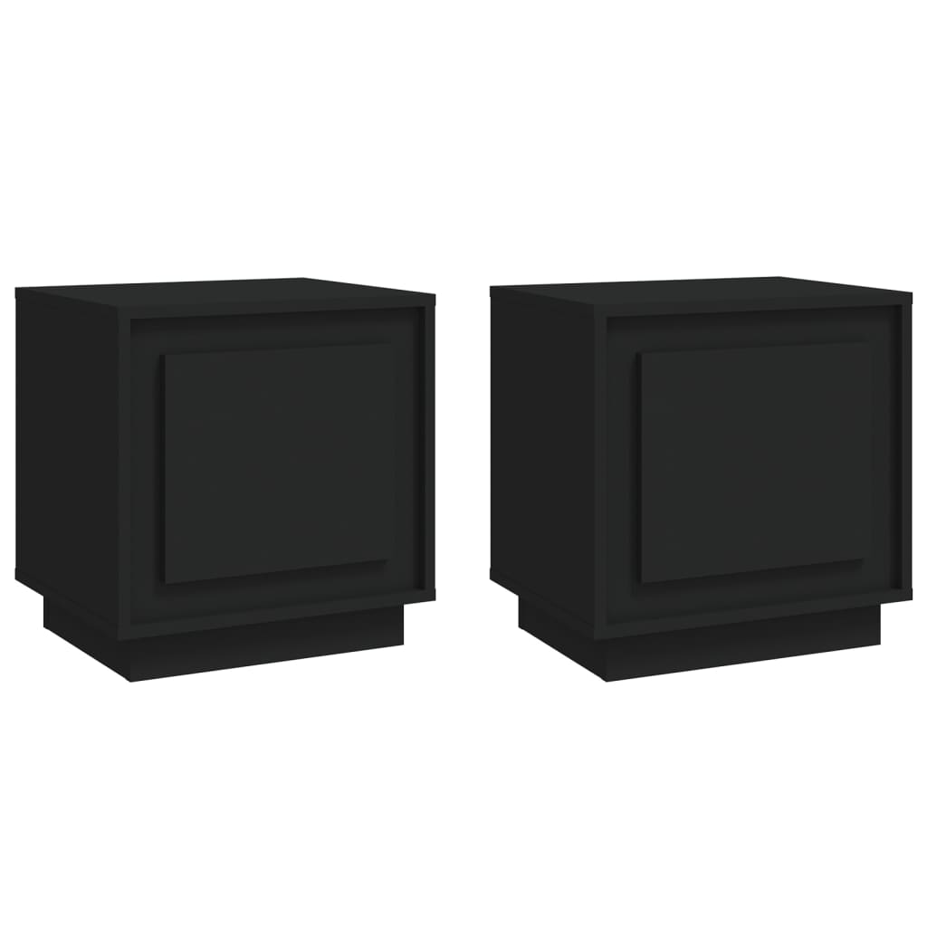 Comodini 2 pz Neri 44x35x45 cm in Legno Multistrato - homemem39