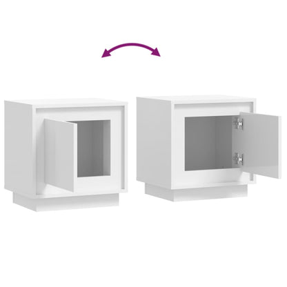 Comodini 2 pz Bianco Lucido 44x35x45 cm in Legno Multistrato - homemem39