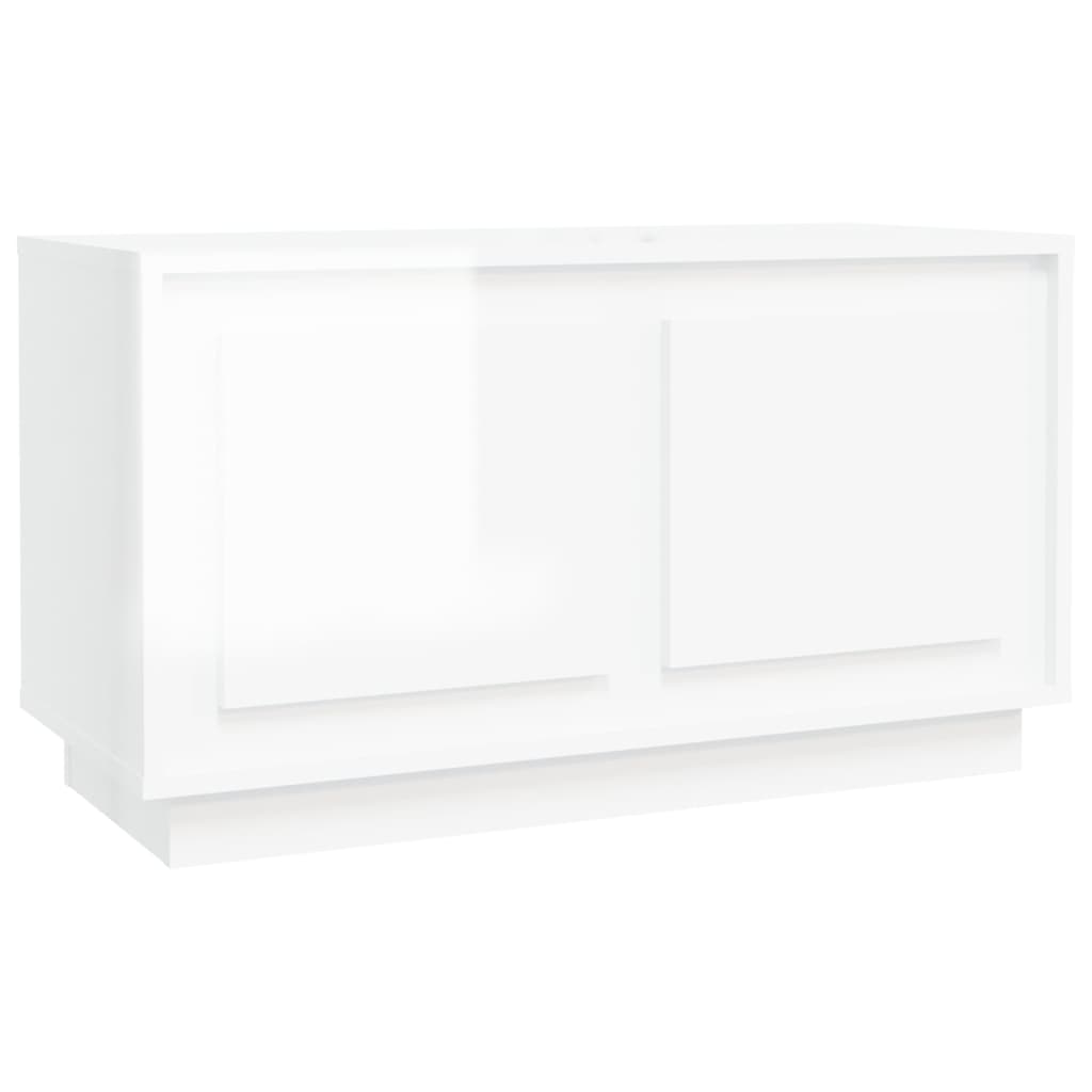 Mobile Porta TV Bianco Lucido 80x35x45 cm in Legno Multistrato