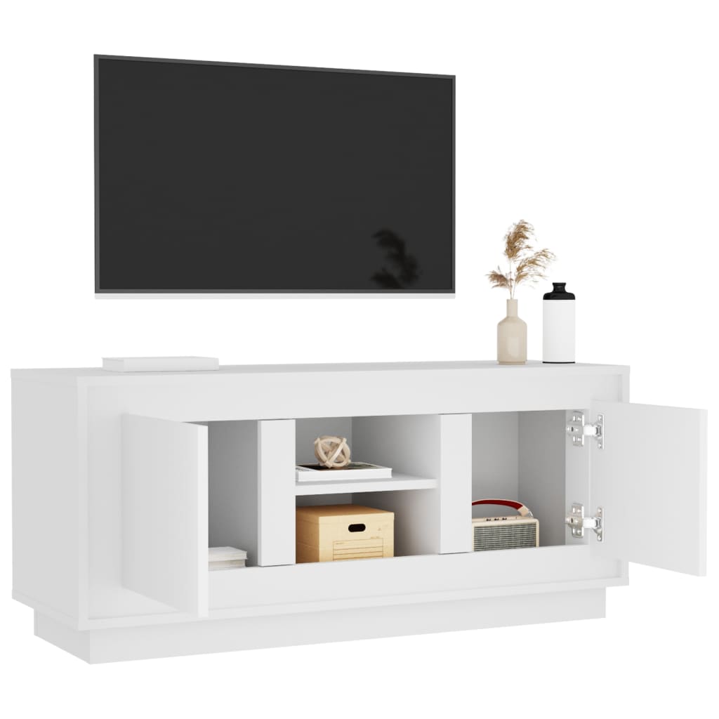 Mobile Porta TV Bianco 102x35x45 cm in Legno Multistrato - homemem39