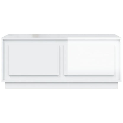 Tavolino da Salotto Bianco Lucido 102x50x44cm Legno Multistrato | homemem39