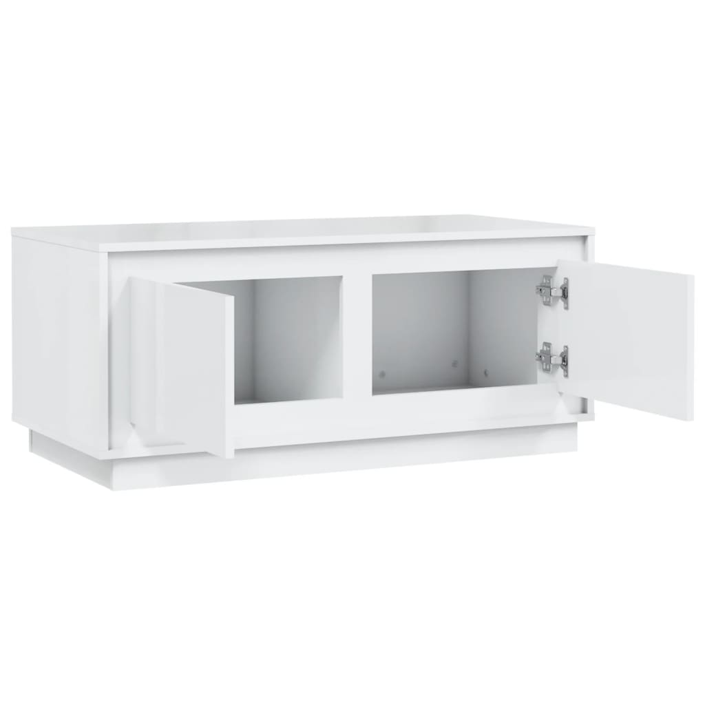Tavolino da Salotto Bianco Lucido 102x50x44cm Legno Multistrato | homemem39
