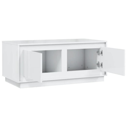Tavolino da Salotto Bianco Lucido 102x50x44cm Legno Multistrato | homemem39