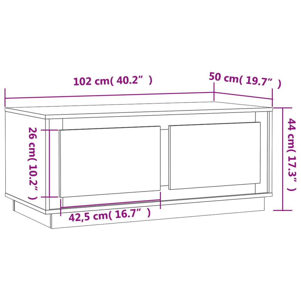Tavolino da Salotto Rovere Fumo 102x50x44 cm Legno Multistrato | homemem39