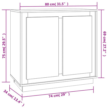 Credenza Bianca 80x34x75 cm in Legno Multistrato