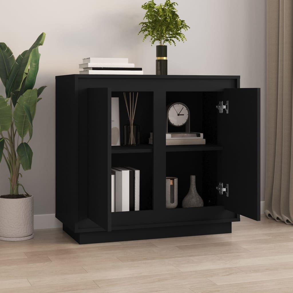 Credenza Nera 80x34x75 cm in Legno Multistrato - homemem39