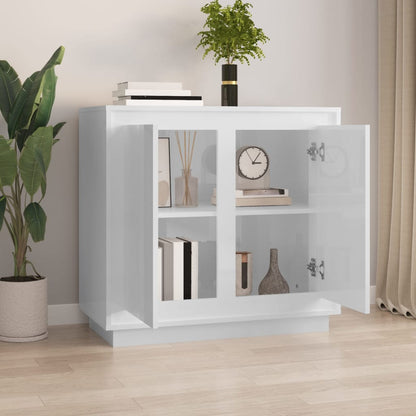 Credenza Bianco Lucido 80x34x75 cm in Legno Multistrato - homemem39