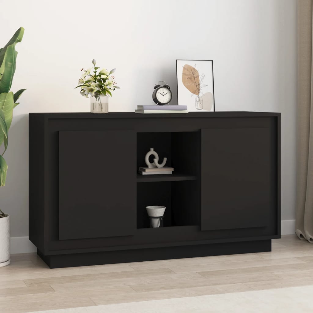 Credenza Nera 102x35x60 cm in Legno Multistrato - homemem39