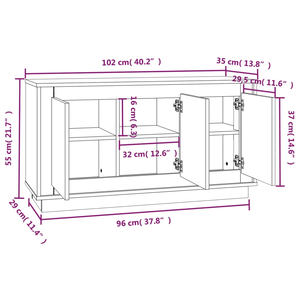 Credenza Grigio Sonoma 102x35x55 cm in Legno Multistrato | homemem39