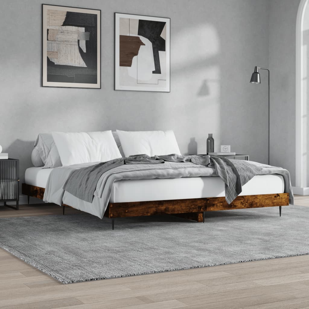 Giroletto senza Materasso Rovere Fumo 200x200 cm in Truciolato