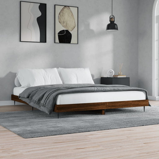 Giroletto senza Materasso Rovere Marrone 200x200 cm Truciolato | homemem39