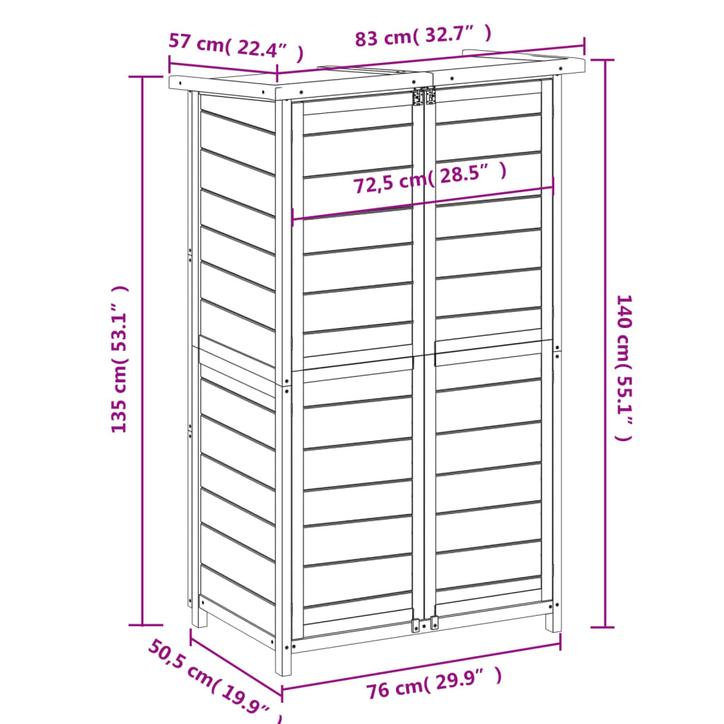 Rimessa da Giardino Moka 83x57x140 cm in Legno Massello di Pino | homemem39