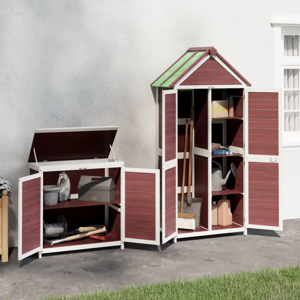 Set Rimessa Attrezzi da Giardino 2pz Moka Legno Massello Pino - homemem39