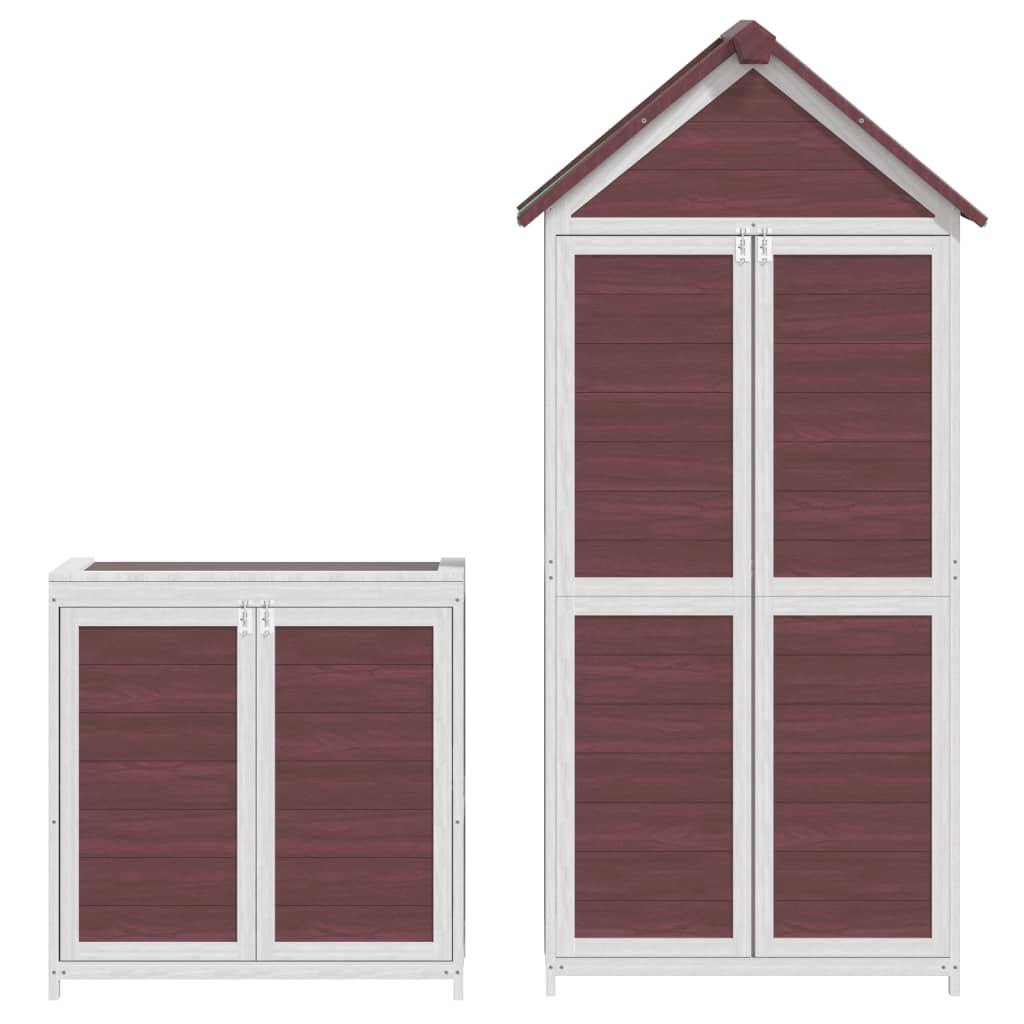 Set Rimessa Attrezzi da Giardino 2pz Moka Legno Massello Pino | homemem39