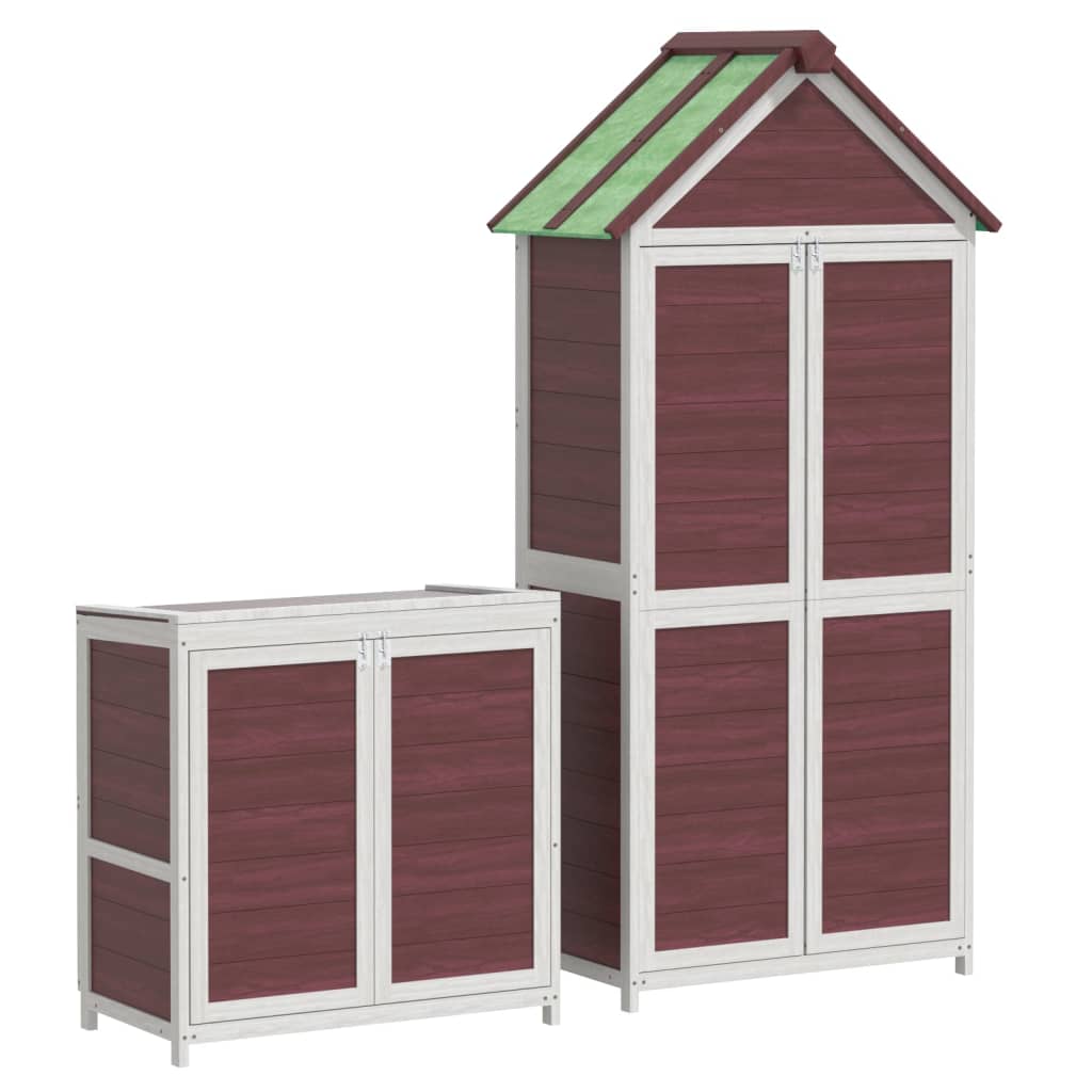 Set Rimessa Attrezzi da Giardino 2pz Moka Legno Massello Pino - homemem39