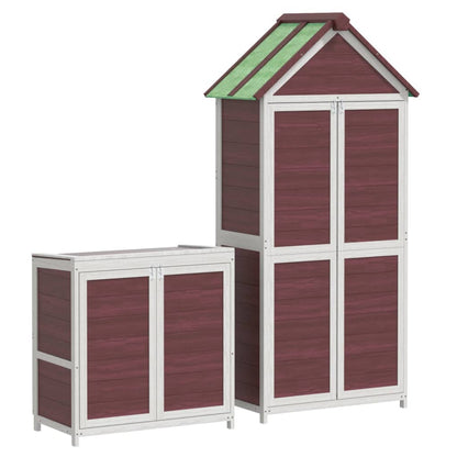 Set Rimessa Attrezzi da Giardino 2pz Moka Legno Massello Pino - homemem39