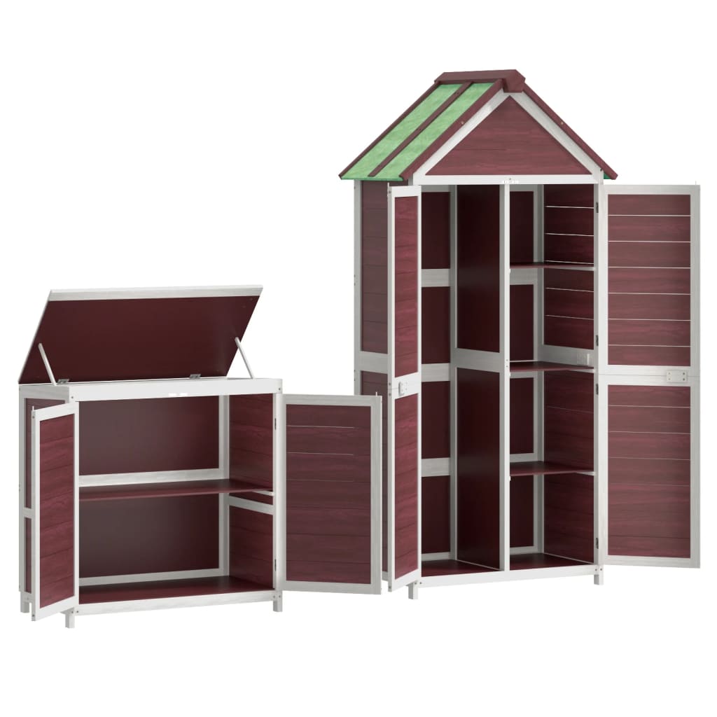Set Rimessa Attrezzi da Giardino 2pz Moka Legno Massello Pino - homemem39