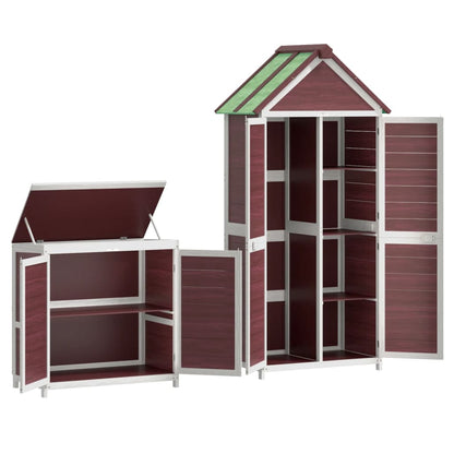 Set Rimessa Attrezzi da Giardino 2pz Moka Legno Massello Pino - homemem39