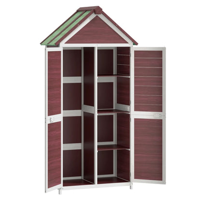 Set Rimessa Attrezzi da Giardino 2pz Moka Legno Massello Pino - homemem39