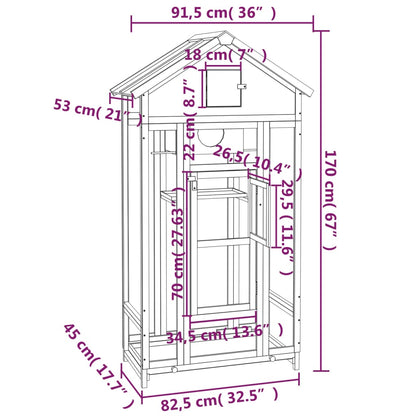 Casetta per Uccelli Moka 91,5x53x170 cm Legno Massello Pino | homemem39