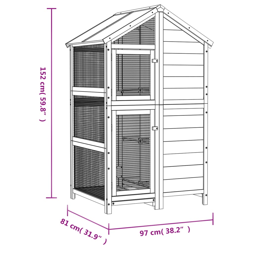 Casetta per Uccelli Marrone 97x81x152 cm Legno Massello di Pino | homemem39