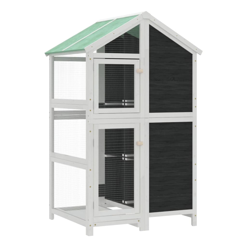 Casetta per Uccelli Grigia 97x81x152 cm Legno Massello di Pino | homemem39