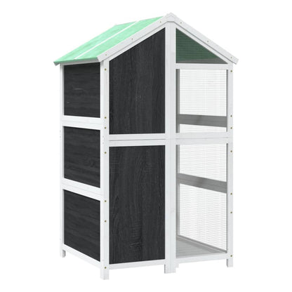 Casetta per Uccelli Grigia 97x81x152 cm Legno Massello di Pino | homemem39