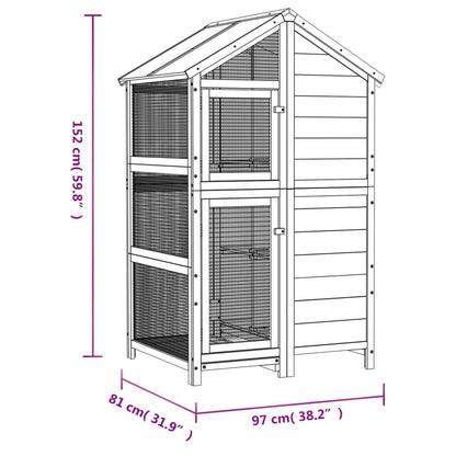 Casetta per Uccelli Grigia 97x81x152 cm Legno Massello di Pino | homemem39