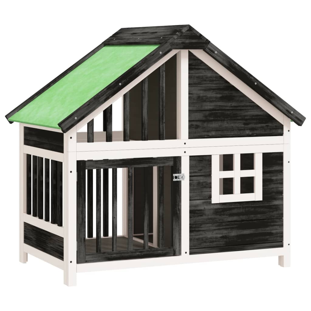 Cuccia per Cani Grigia 96x60,5x87 cm in Legno Massello di Pino | homemem39