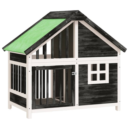 Cuccia per Cani Grigia 96x60,5x87 cm in Legno Massello di Pino | homemem39
