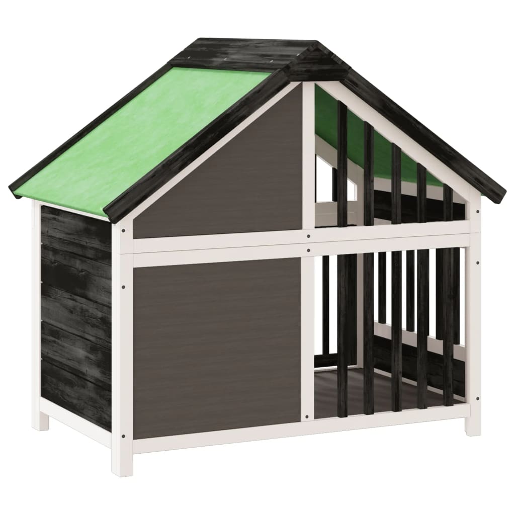 Cuccia per Cani Grigia 96x60,5x87 cm in Legno Massello di Pino | homemem39