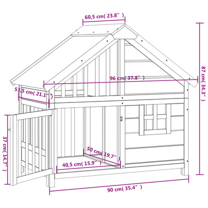 Cuccia per Cani Grigia 96x60,5x87 cm in Legno Massello di Pino | homemem39