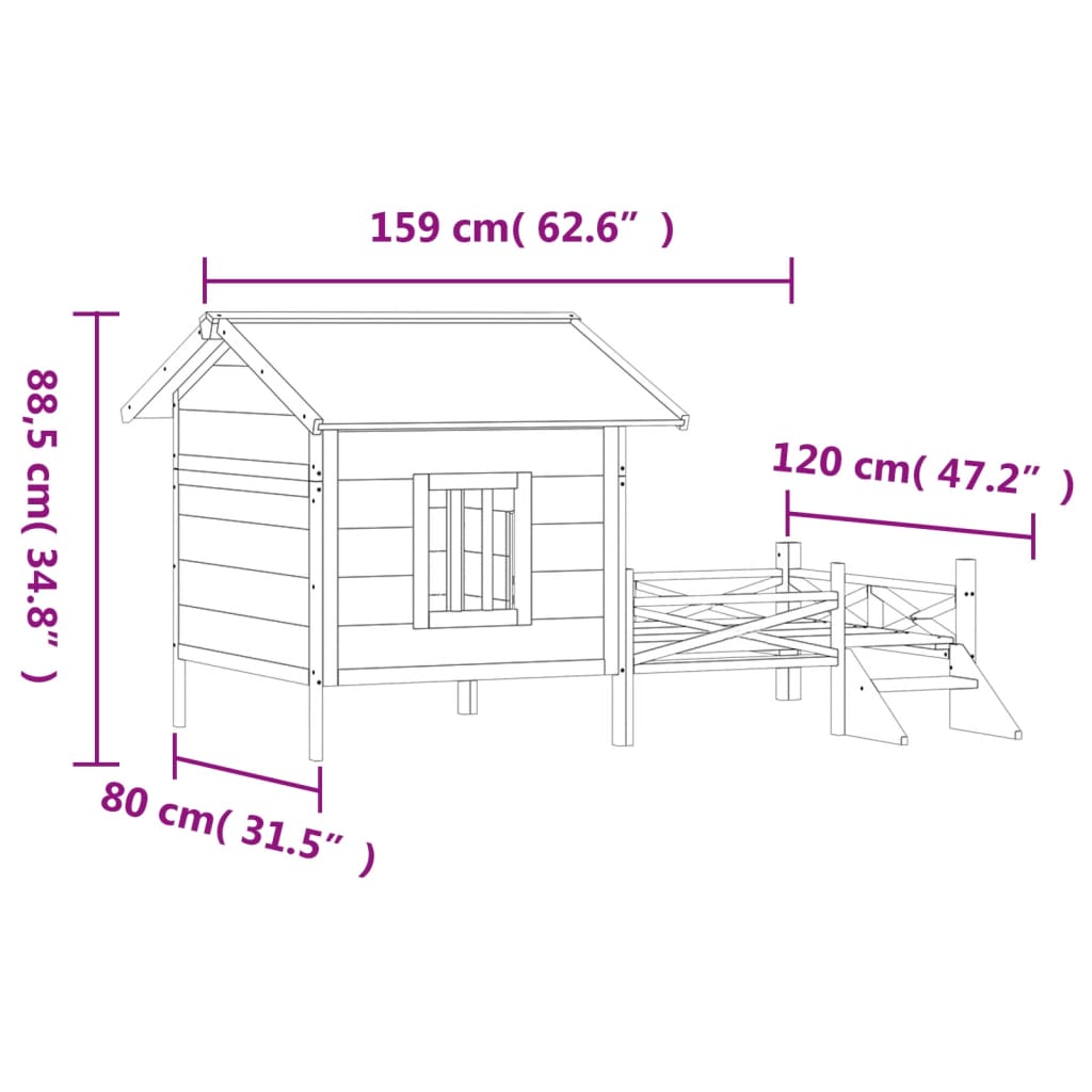 Cuccia per Cani Grigia 159x120x88,5 cm Legno Massello di Pino | homemem39