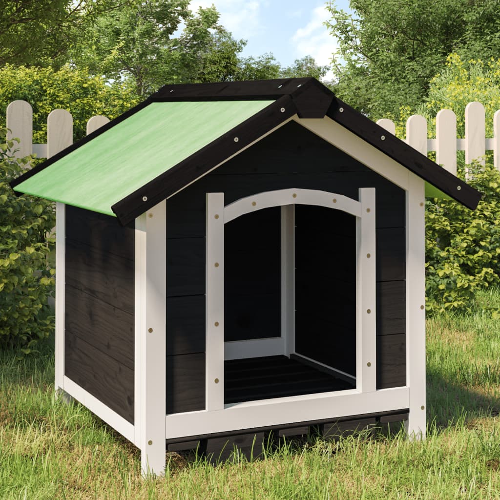 Cuccia per Cani Grigia 65x65x61,5 cm in Legno Massello di Pino | homemem39