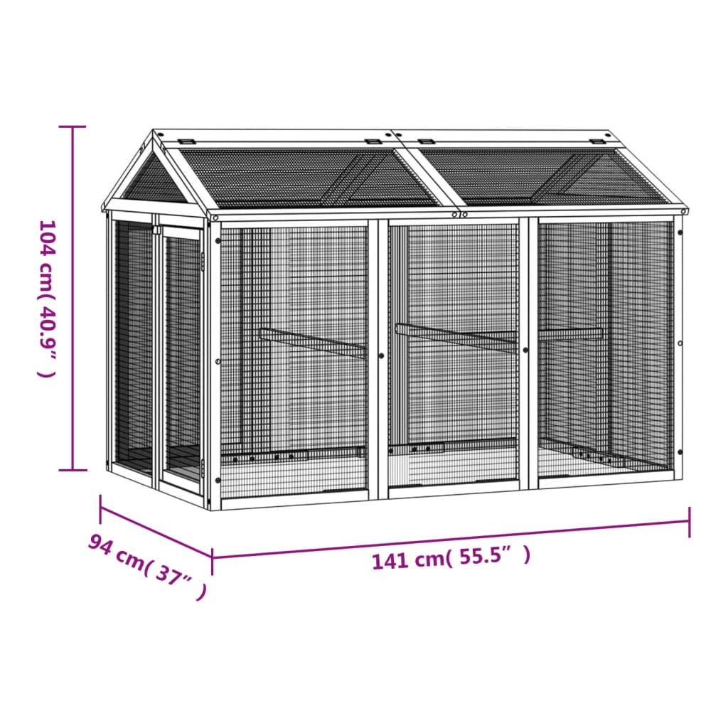 Box per Animali Moka 141x94x104 cm in Legno Massello di Pino | homemem39